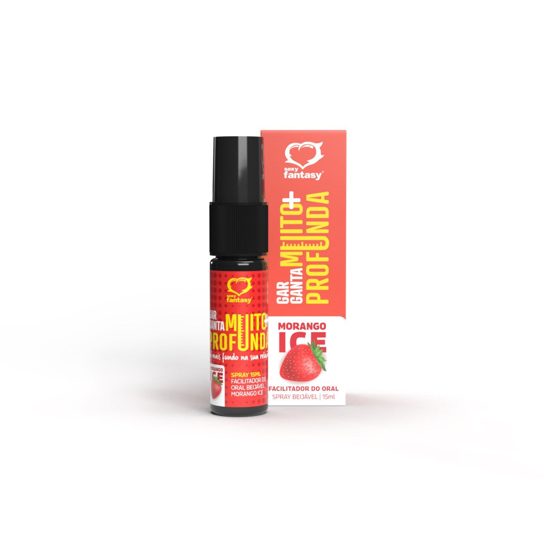 Garganta Muito+ Profunda Spray Facilitador do Oral Beijável Morango Ice