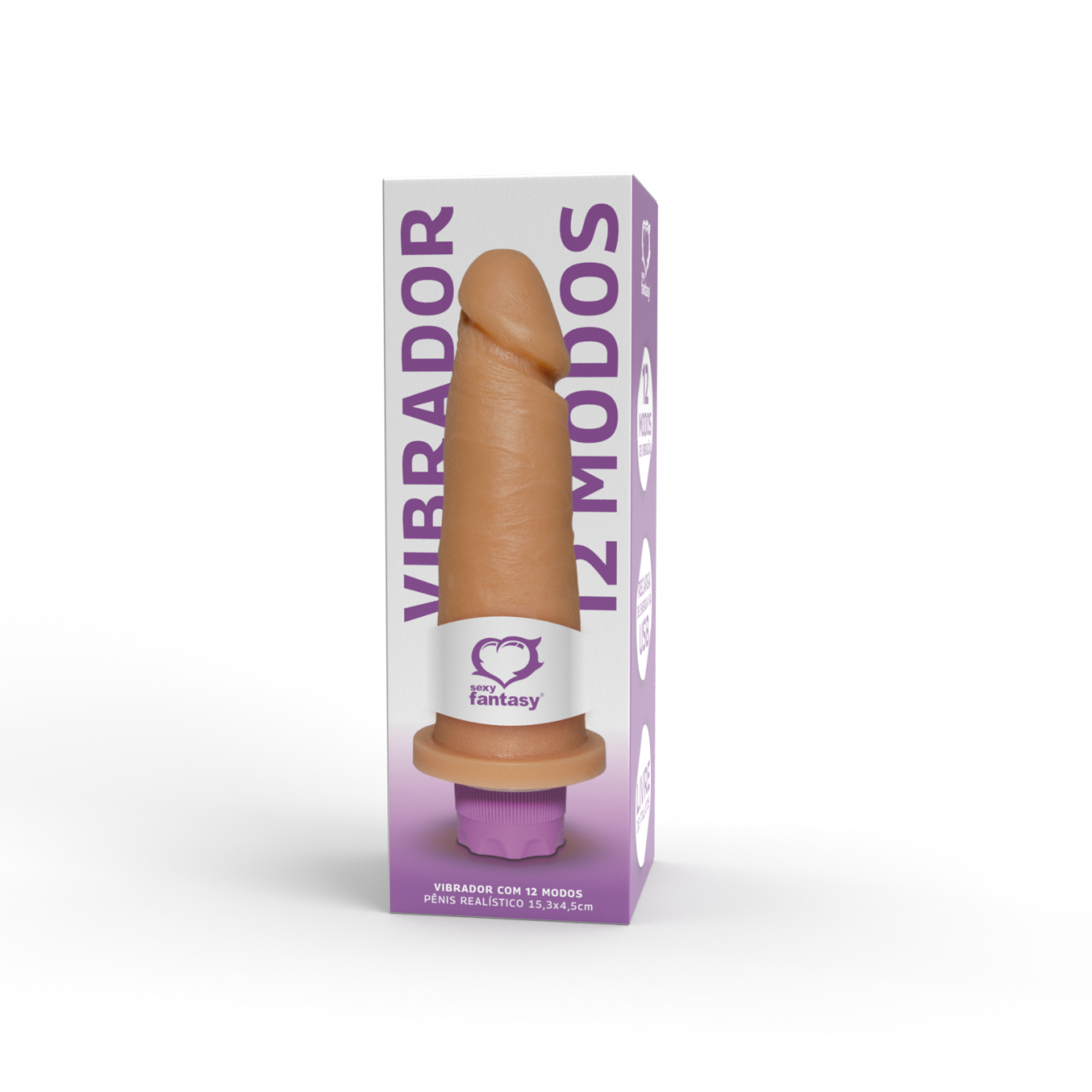 Pênis Realístico com Vibrador 12 Modos | USB - 15,3 x 4,5 cm