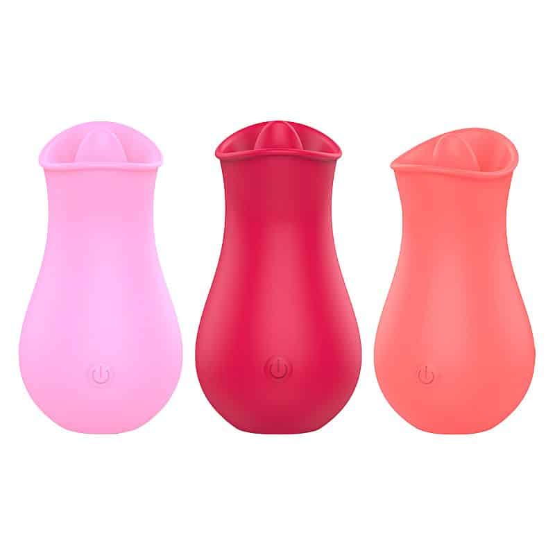 Vibrador de Clitóris com Língua e sucção - Formato Rosa