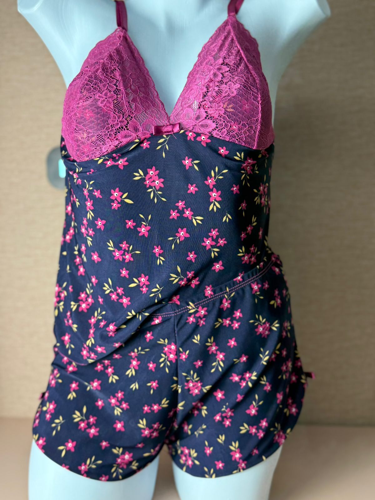 Baby Doll Floral com Renda