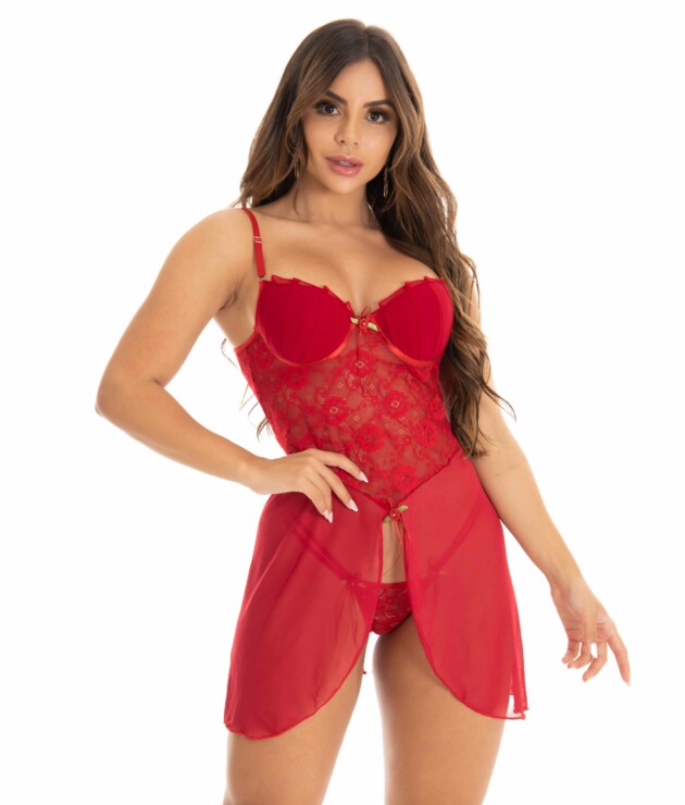 Camisola de Bojo em Tule com Calcinha – Heloisa