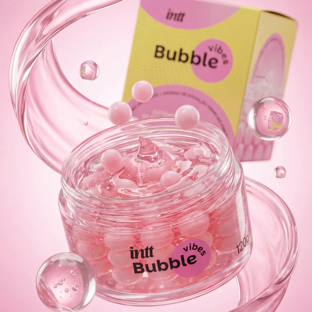 Bubble vibes produto 3 em 1, com esferas de ativação e aroma de chiclete – 120g
