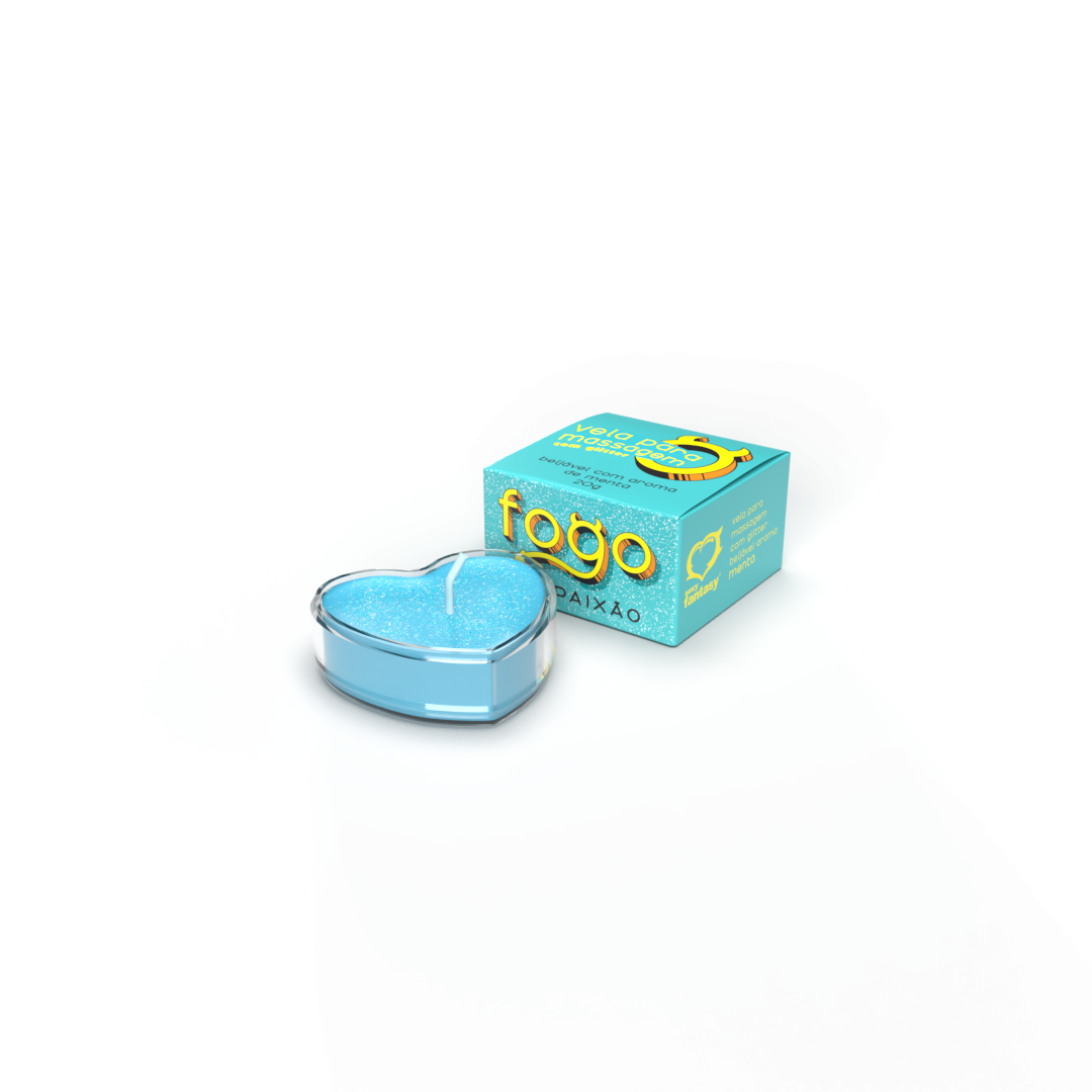 Vela Fogo da Paixão Com Glitter Aroma Menta