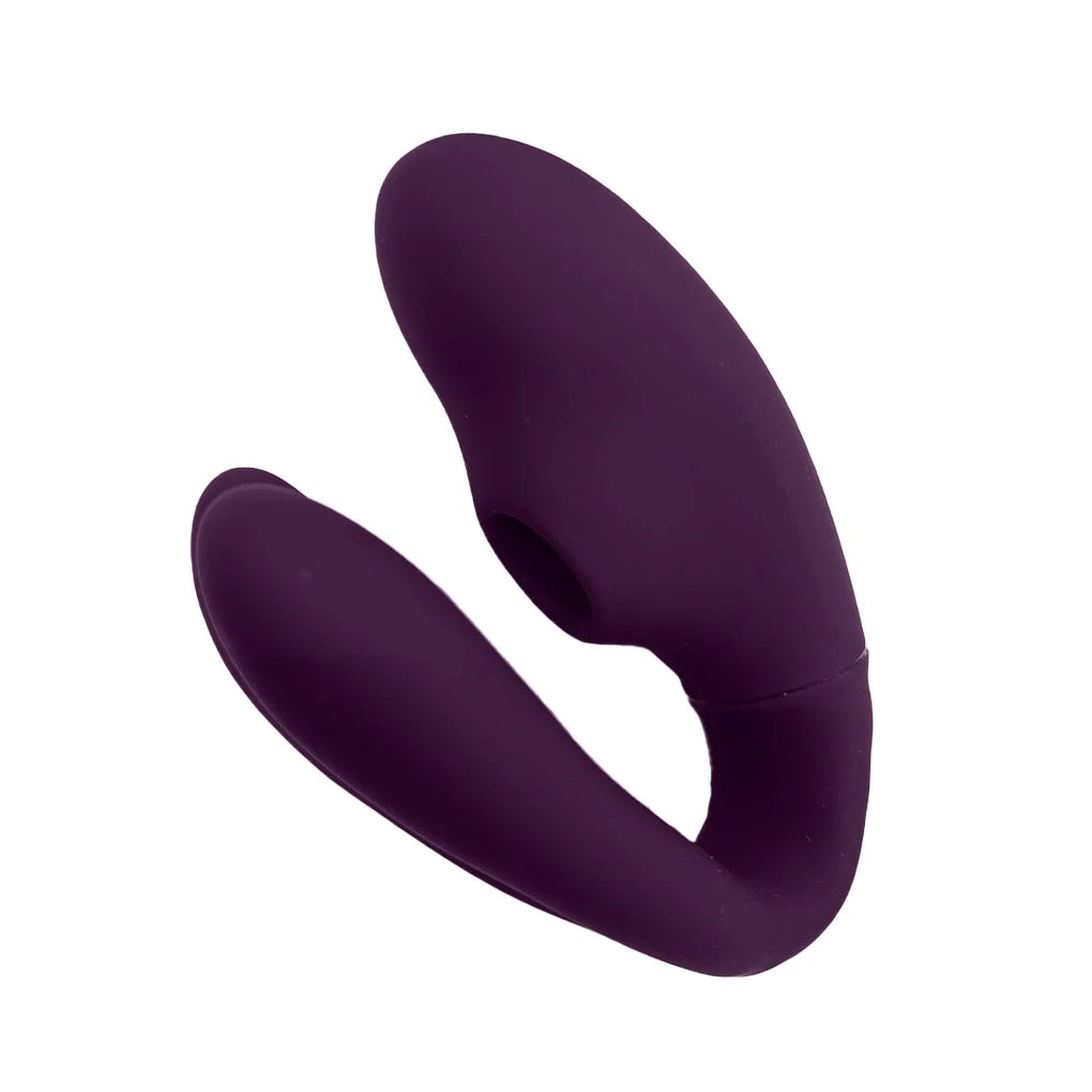 Vibrador de Casal Duplo com Sugador de Clitóris e Controle Remoto