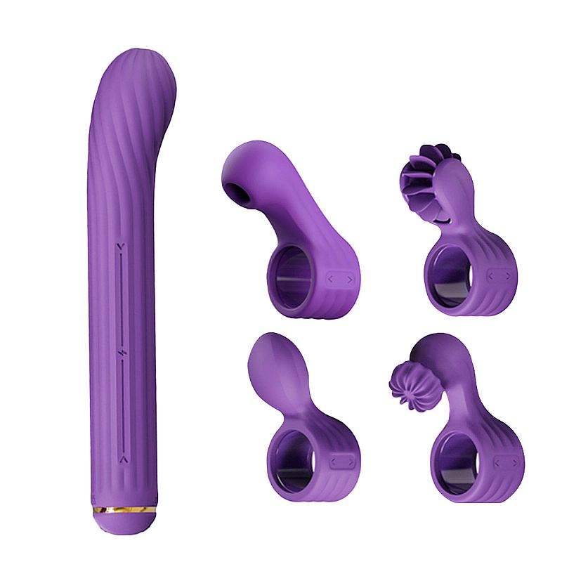 Vibrador de Ponto G com 4 Acessórios para Estímulo Externo – MAGIC STICK S1 PLUS