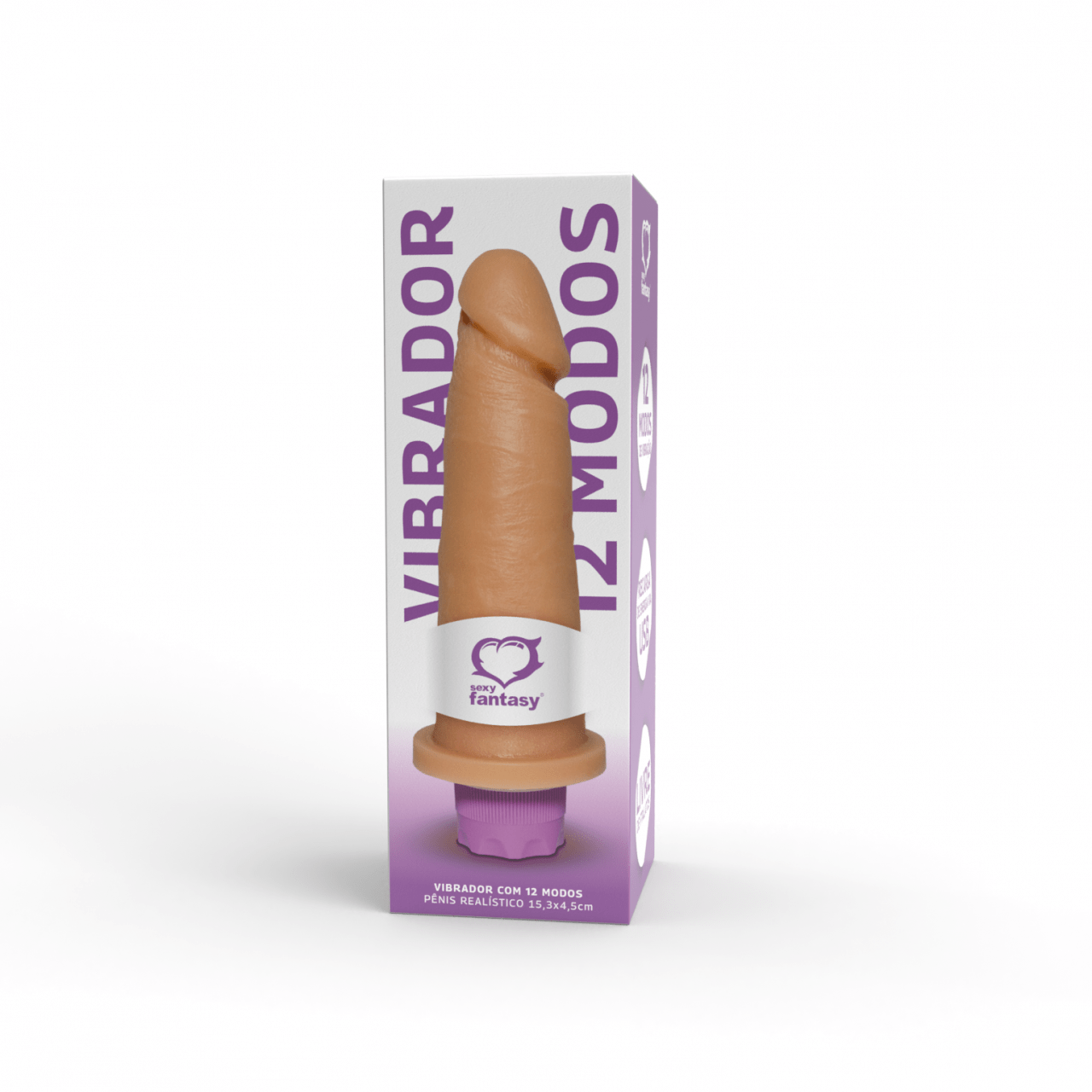 Pênis Realístico com Vibrador 12 Modos | USB - 15,3 x 4,5 cm