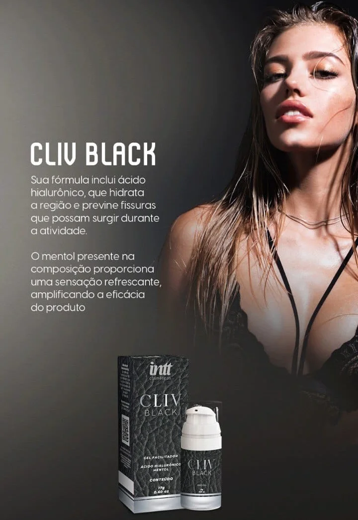 Cliv Intt Black gel facilitador com ácido hialurônico e efeito gelado 17g