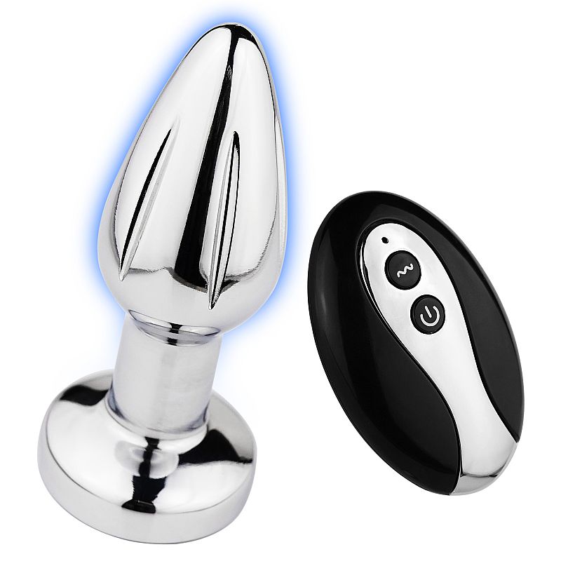 Plug Anal em Aço com Vibro / Led Colorido e Controle Remoto - Tamanho P - SI