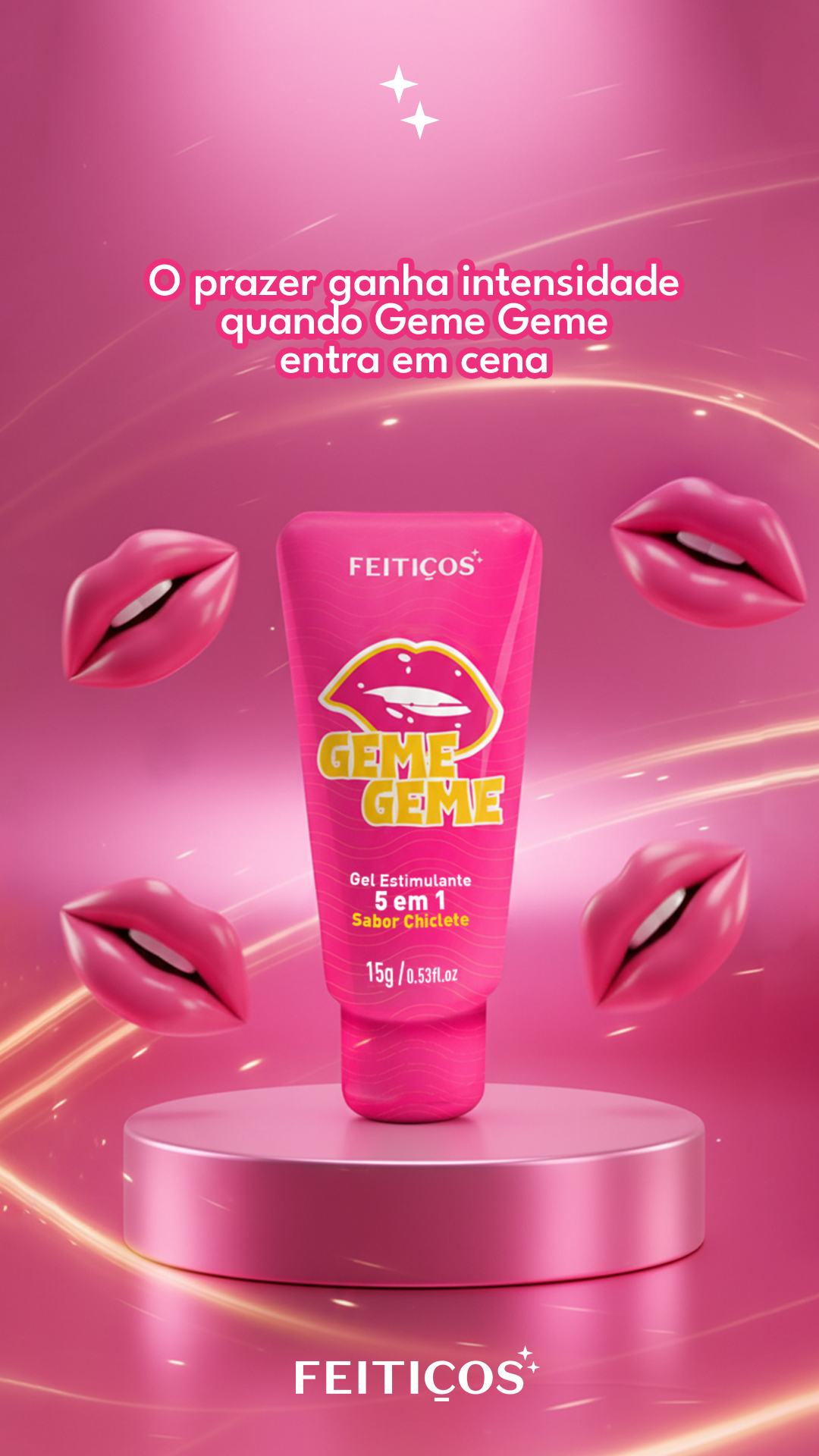 Gel Excitante Feminino - Sabor Chiclete Geme Geme- 15g