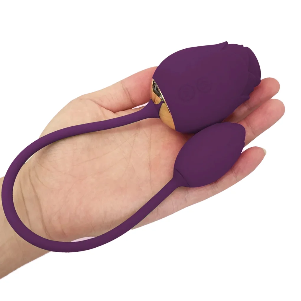 Sugador de Clitóris em Formato de Rosa com Bullet Vibratório (Roxo)