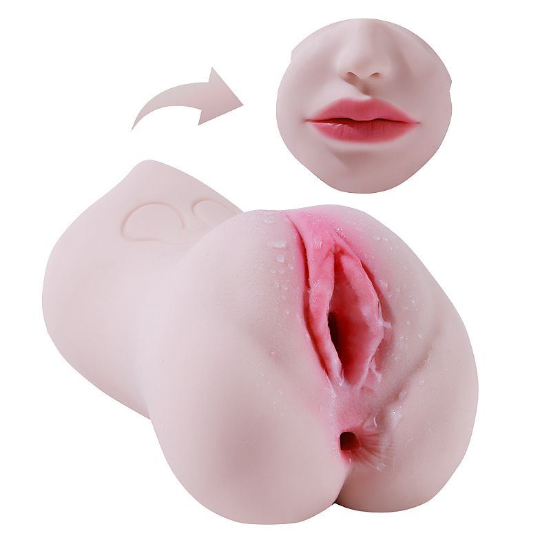 Masturbador Masculino en Forma de Vagina y Ano con Boca - 19.5 x 7.5cm