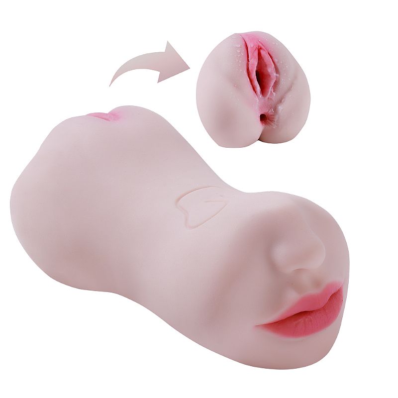 Masturbador Masculino en Forma de Vagina y Ano con Boca - 19.5 x 7.5cm
